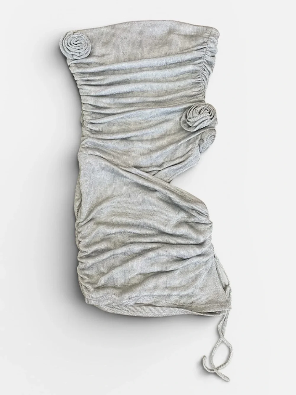 Outcast Labyrinth Strapless Silver Mini Dress in XL New